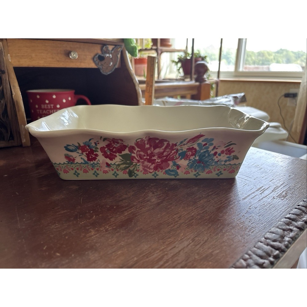 Pioneer Woman RUFFLE Stoneware Baking Dish 12x8" Floral Design 3115 DMT
